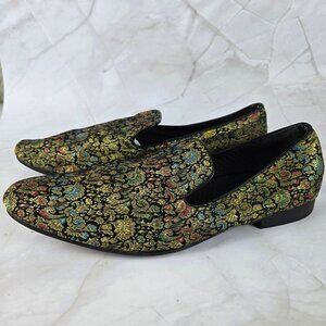 Giorgio Brutini Sz 12M Gold Tapestry Textile Loafers Slip On Classy Party Formal